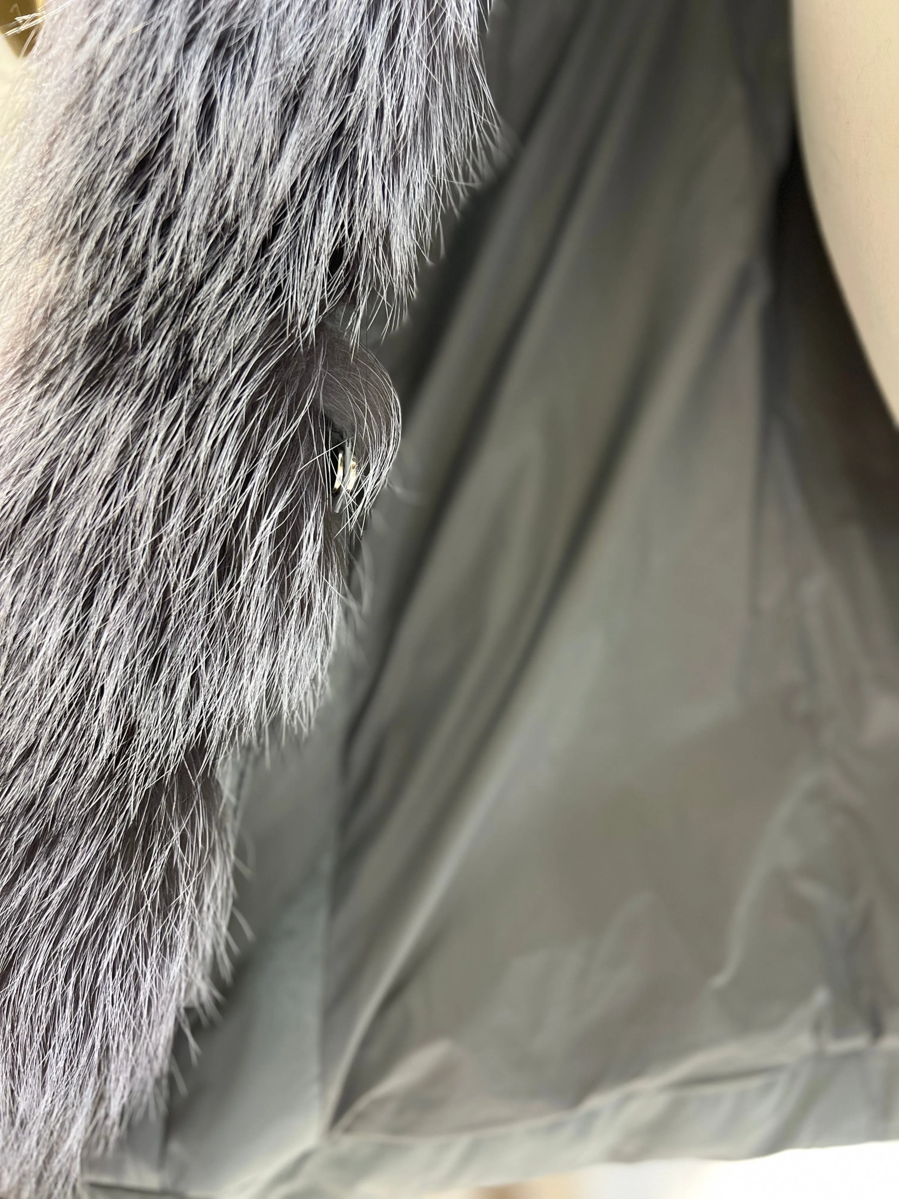 Genuine Silver Fox Down Belted Puffer Parka