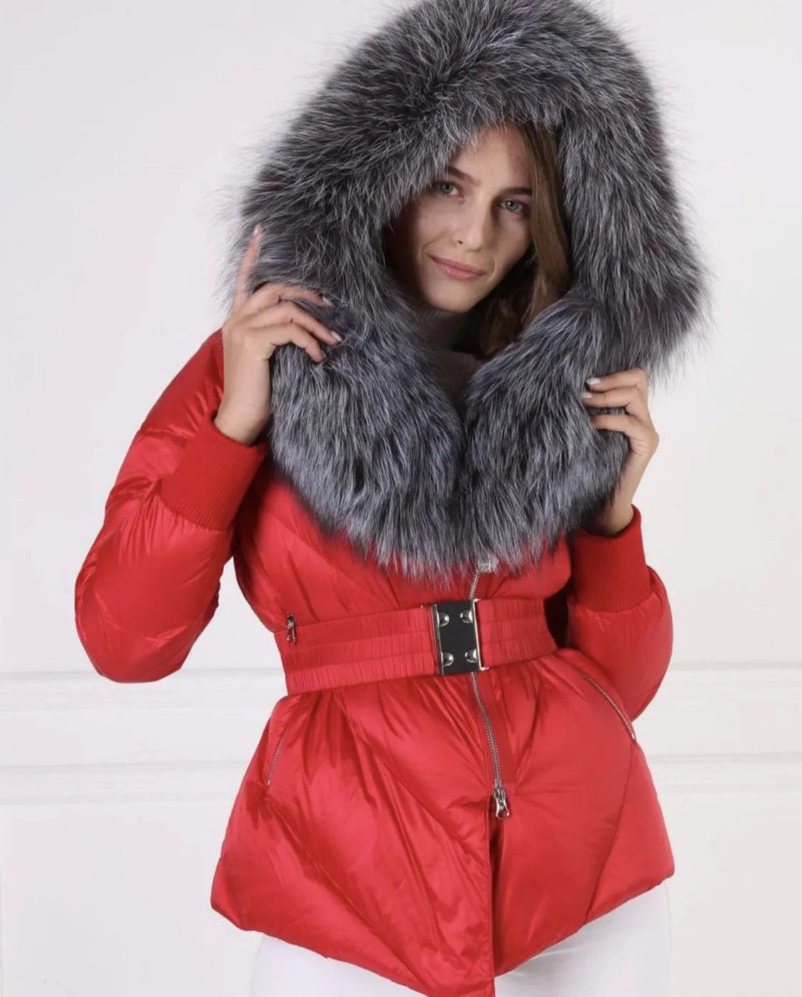 Genuine Silver Fox Down Insulated Coat