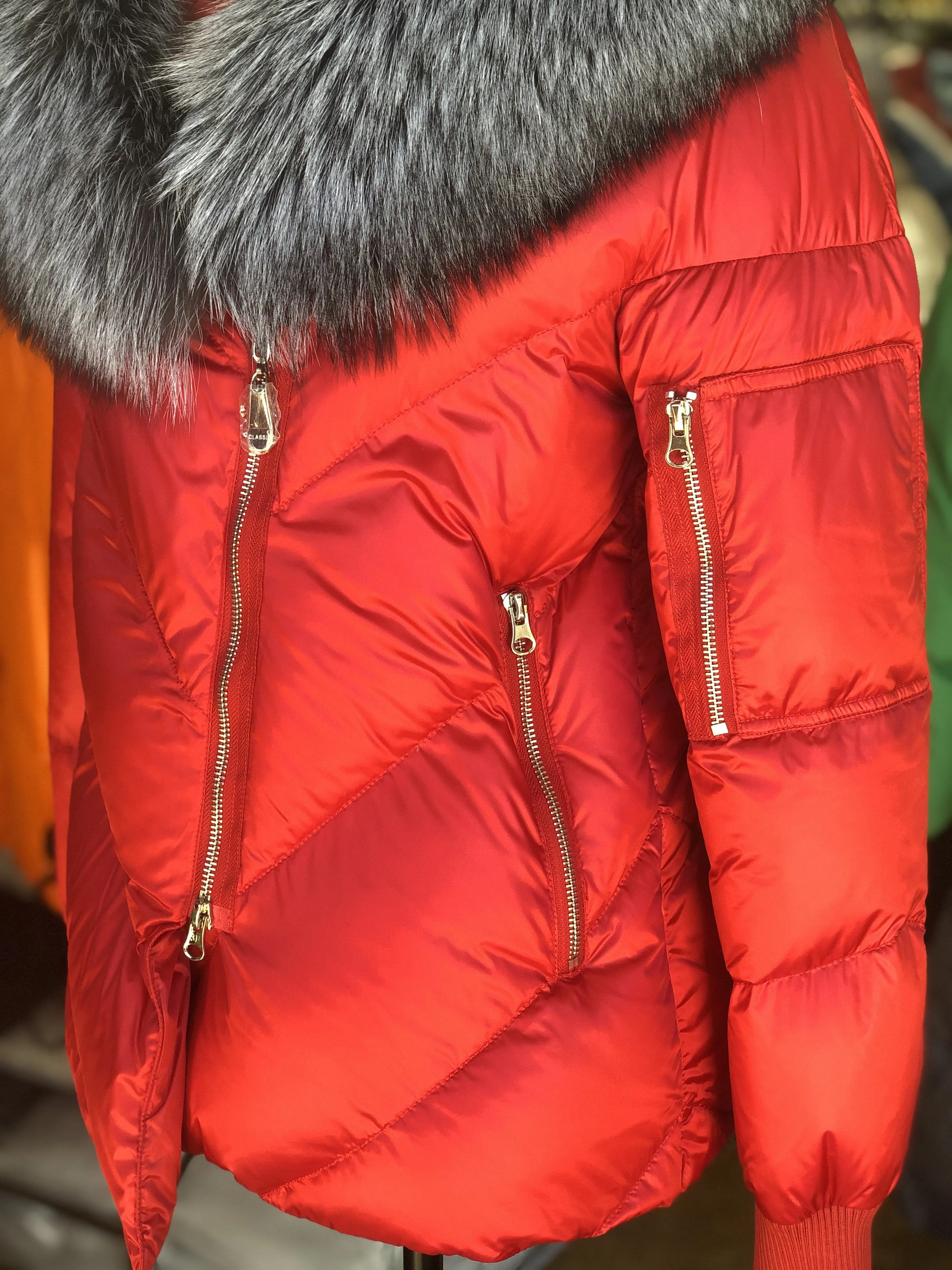 Genuine Silver Fox Down Insulated Coat