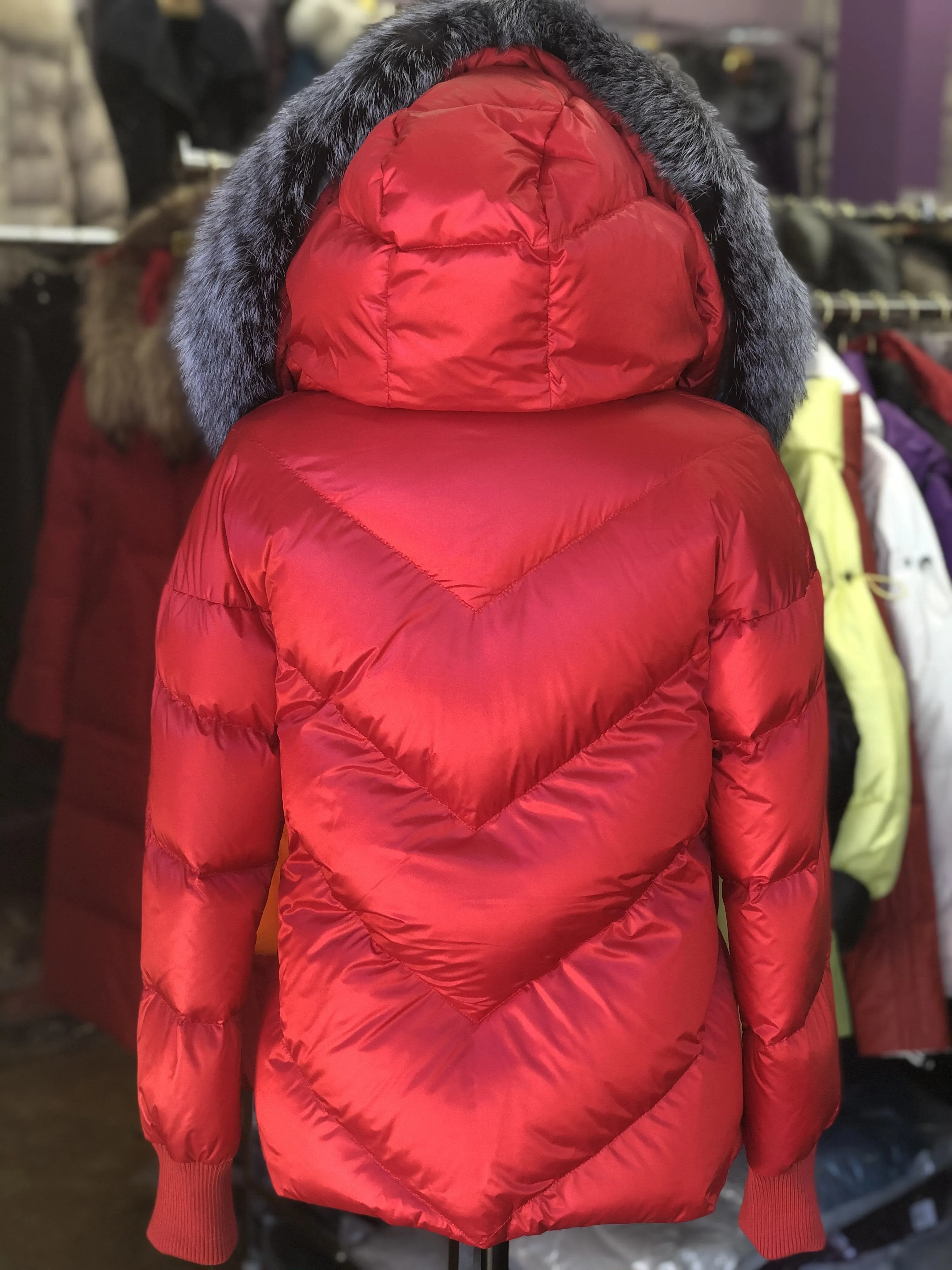 Genuine Silver Fox Down Insulated Coat