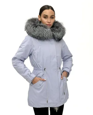 Genuine Silver Fox Fur Trim Rabbit Fur Insulated Parka