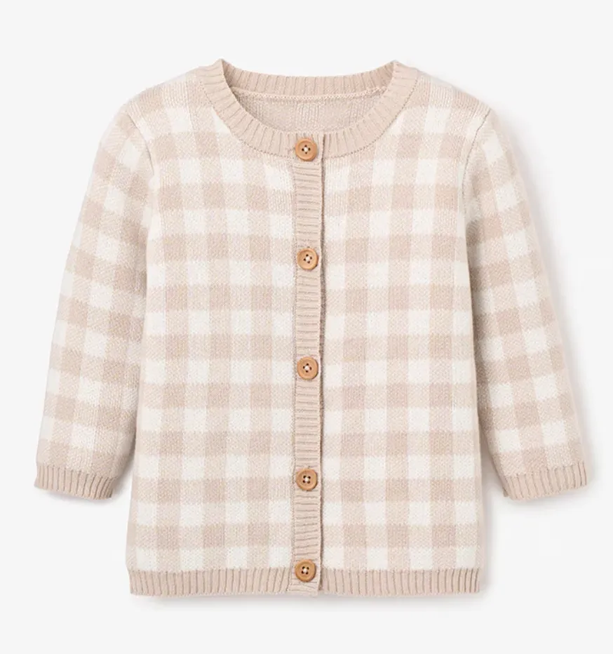 Gingham Cardigan in Rainy Day