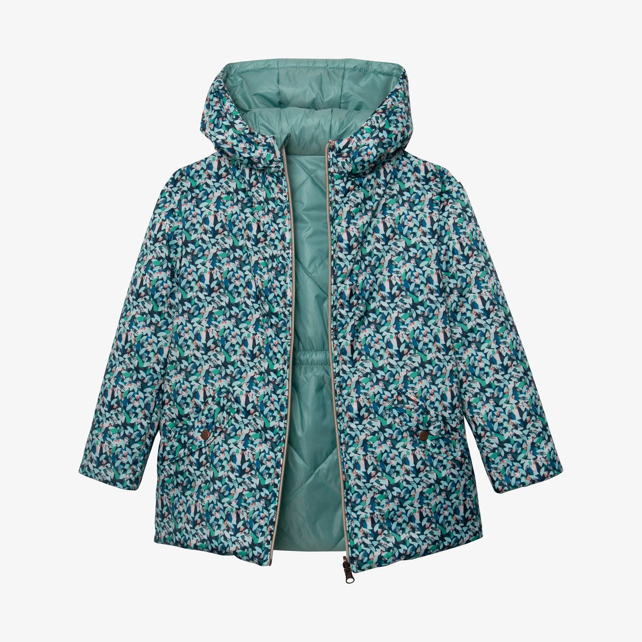 Girl reversible puffer coat