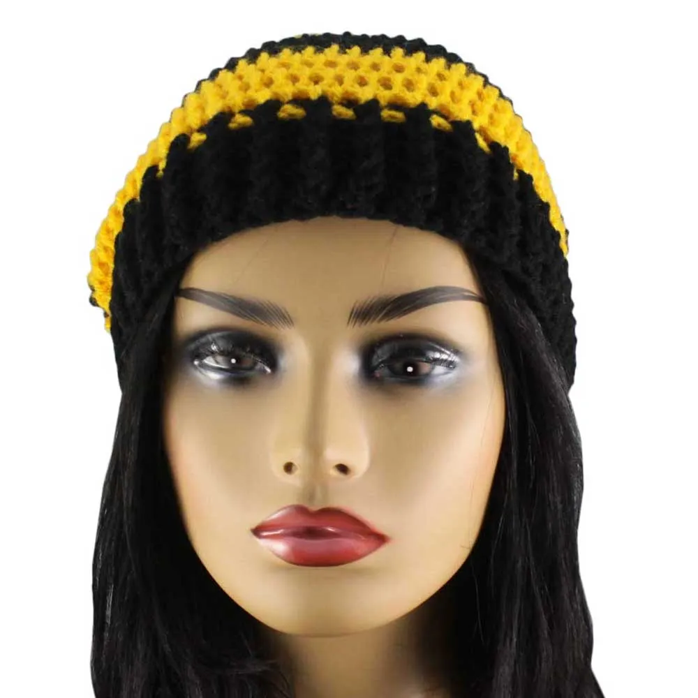 Gold and Black Crochet Beanie Hat Med/Large - JMCH36ML