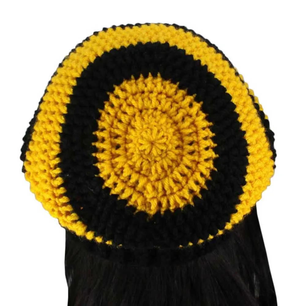 Gold and Black Crochet Beanie Hat Med/Large - JMCH36ML