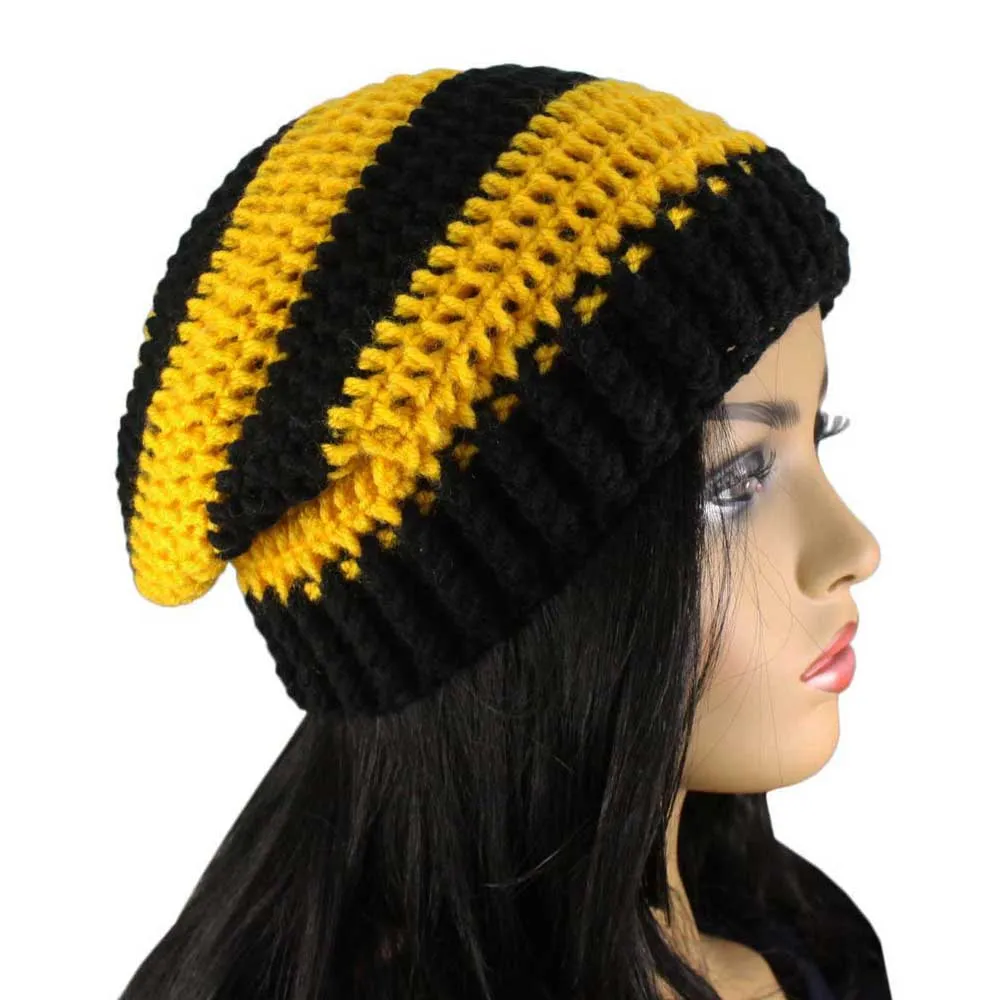 Gold and Black Crochet Beanie Hat Med/Large - JMCH36ML