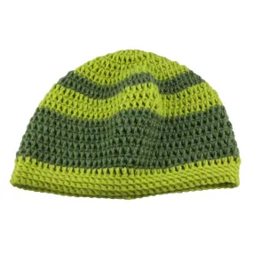 Green and Olive Green Crochet Beanie Hat Medium/Large - JMCH42ML