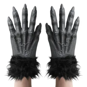 Grey Hairy Werewolf Gloves Costume Accessories for Kids and Adults