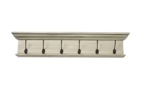 Halifax D162L 6-Hook Coat Rack in White Rustic Finish