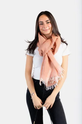 Handwoven Linen Scarf - Coral