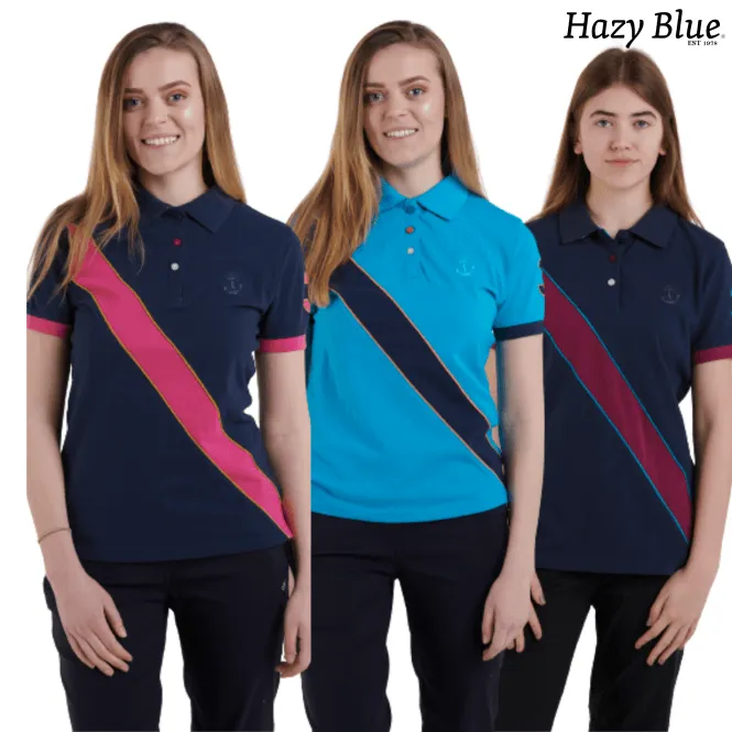 Hazy Blue Womens Short Sleeve Polo Shirt - Carly II