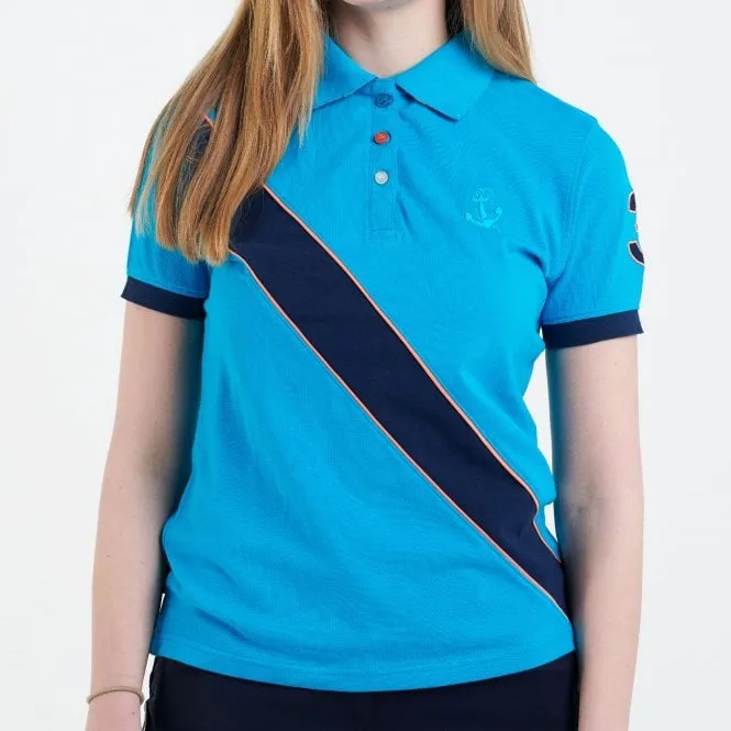 Hazy Blue Womens Short Sleeve Polo Shirt - Carly II