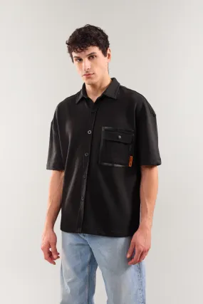 Heavy Weight Raven rexin patch pocket half sleeve shirt