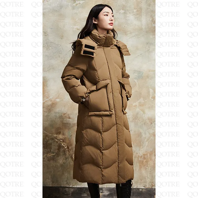 Hooded Simplicity Calf-Length Down Coat