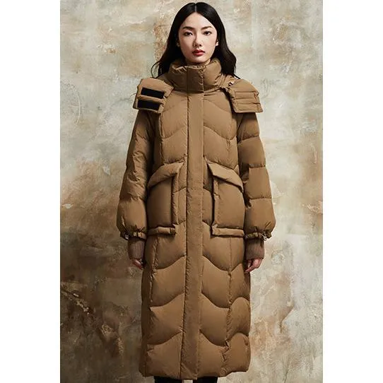 Hooded Simplicity Calf-Length Down Coat