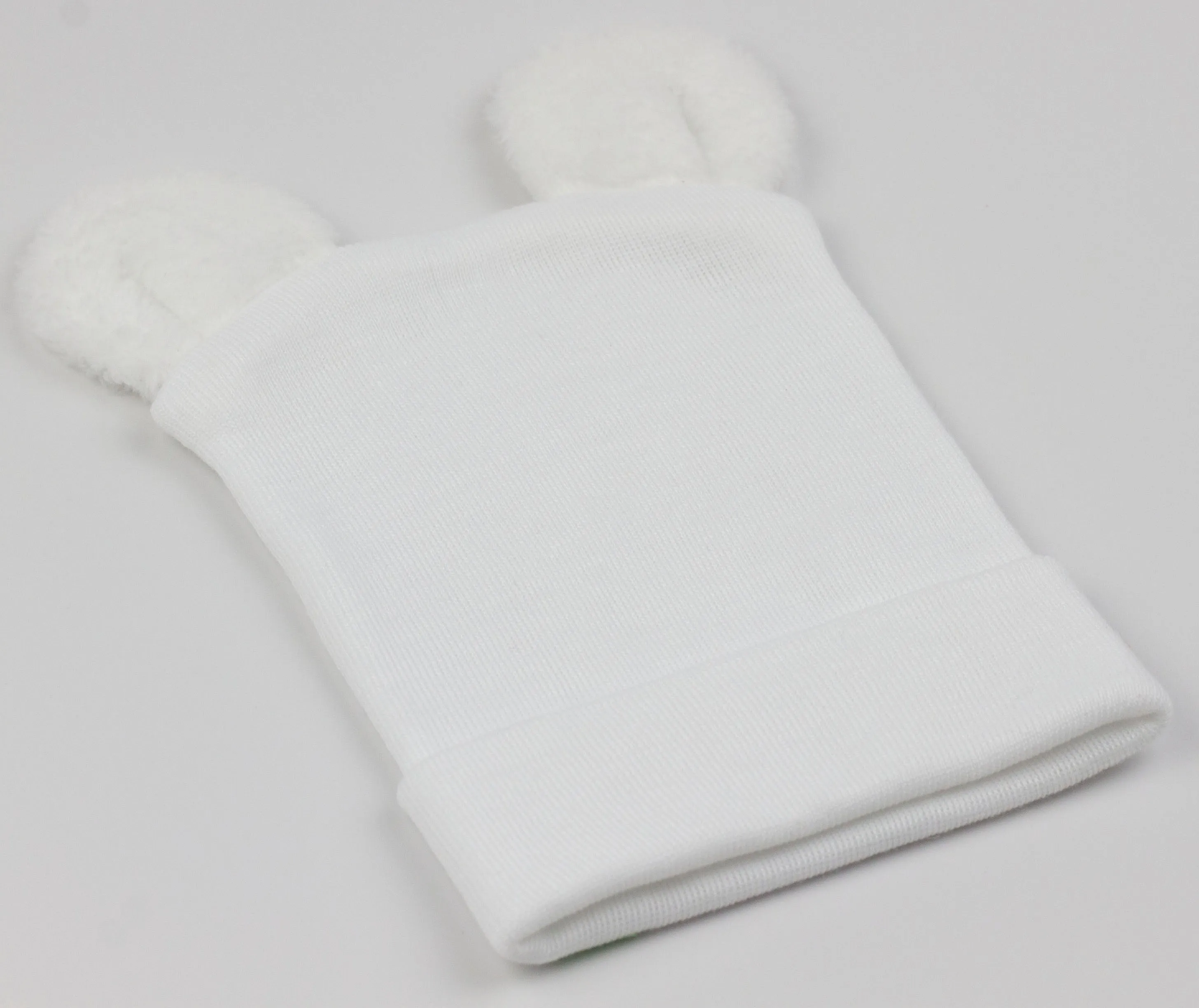 ilybean Fuzzy White Baby Bear Newborn Hospital Hat for Newborn Boys - Personalization Optional