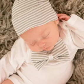 ilybean Gray and White Striped Bow Tie Onesie Set