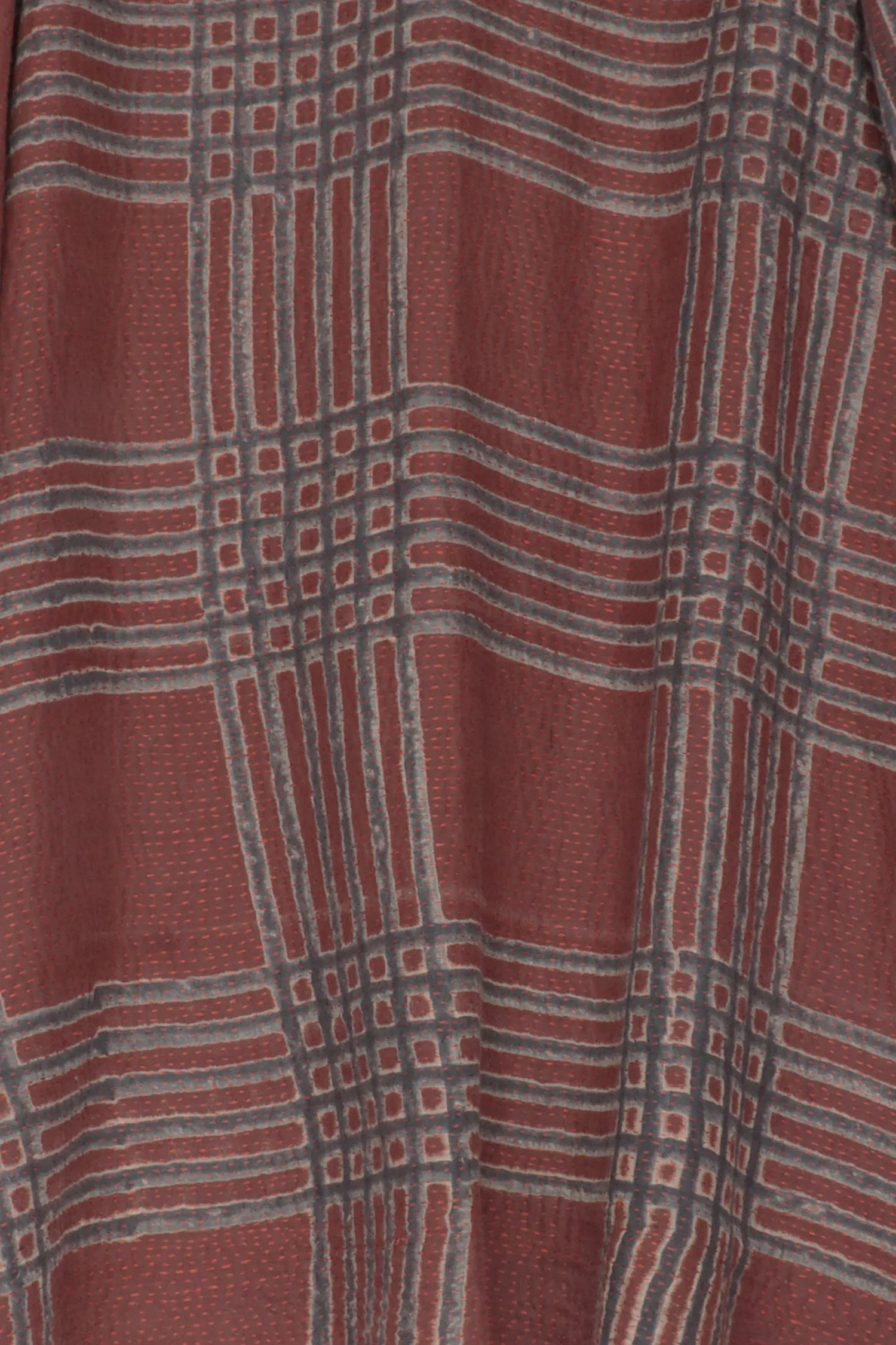 INDONESIAN PRINT & BORDER SHIBORI KANTHA A-LINE JKT - ib2003-red -