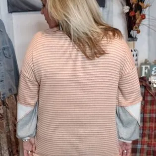 It's A Wrap Two Toned Textured Color Block Sweater Top