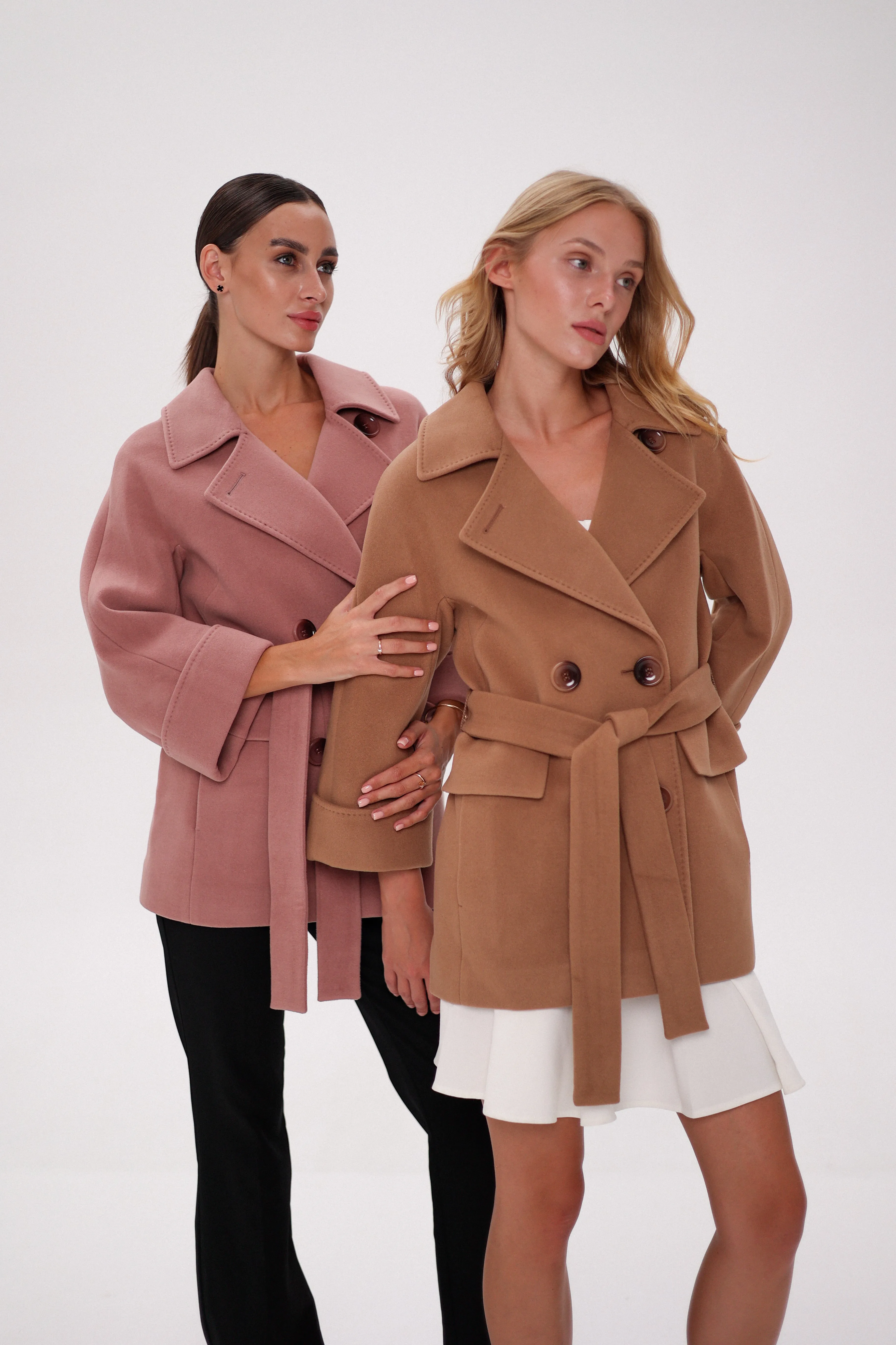 Jackie Tailored Cashmere Wool Coat in Camel