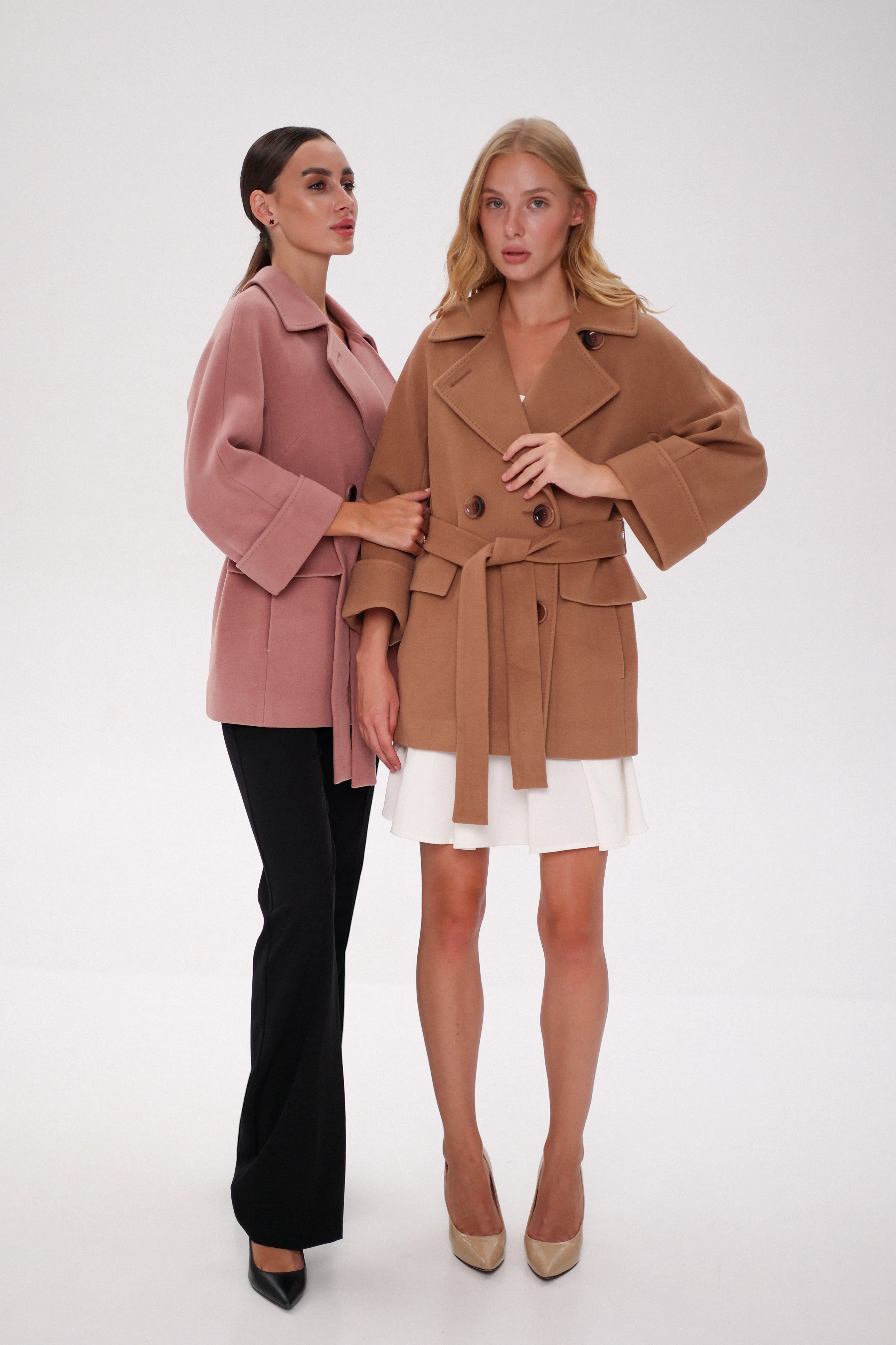 Jackie Tailored Cashmere Wool Coat in Camel