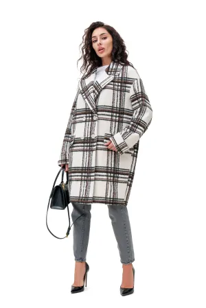 Janette Classic Wool Blend Plaid Overcoat