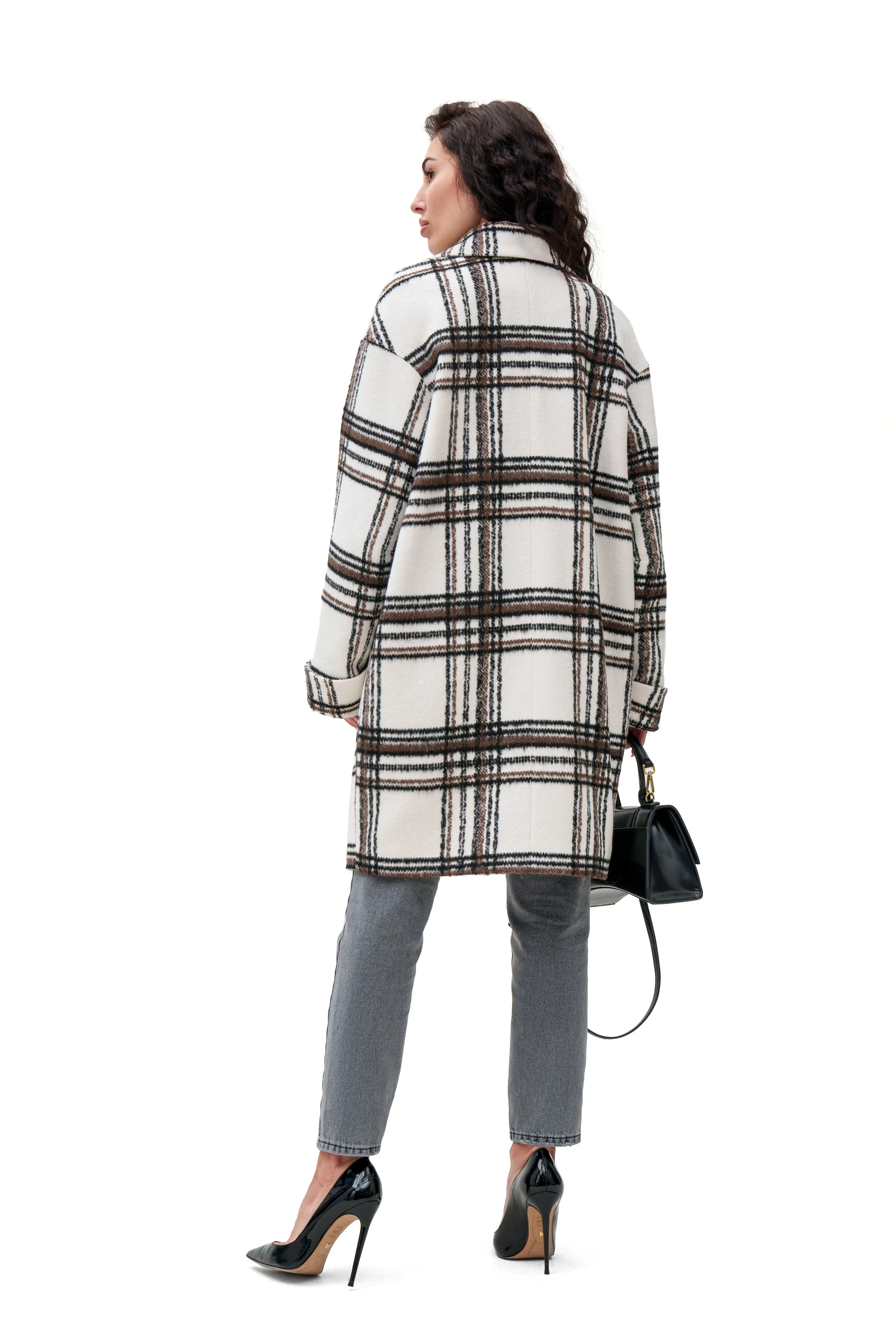 Janette Classic Wool Blend Plaid Overcoat