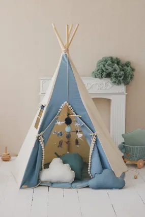 “Jeans” Teepee Tent with Pompoms