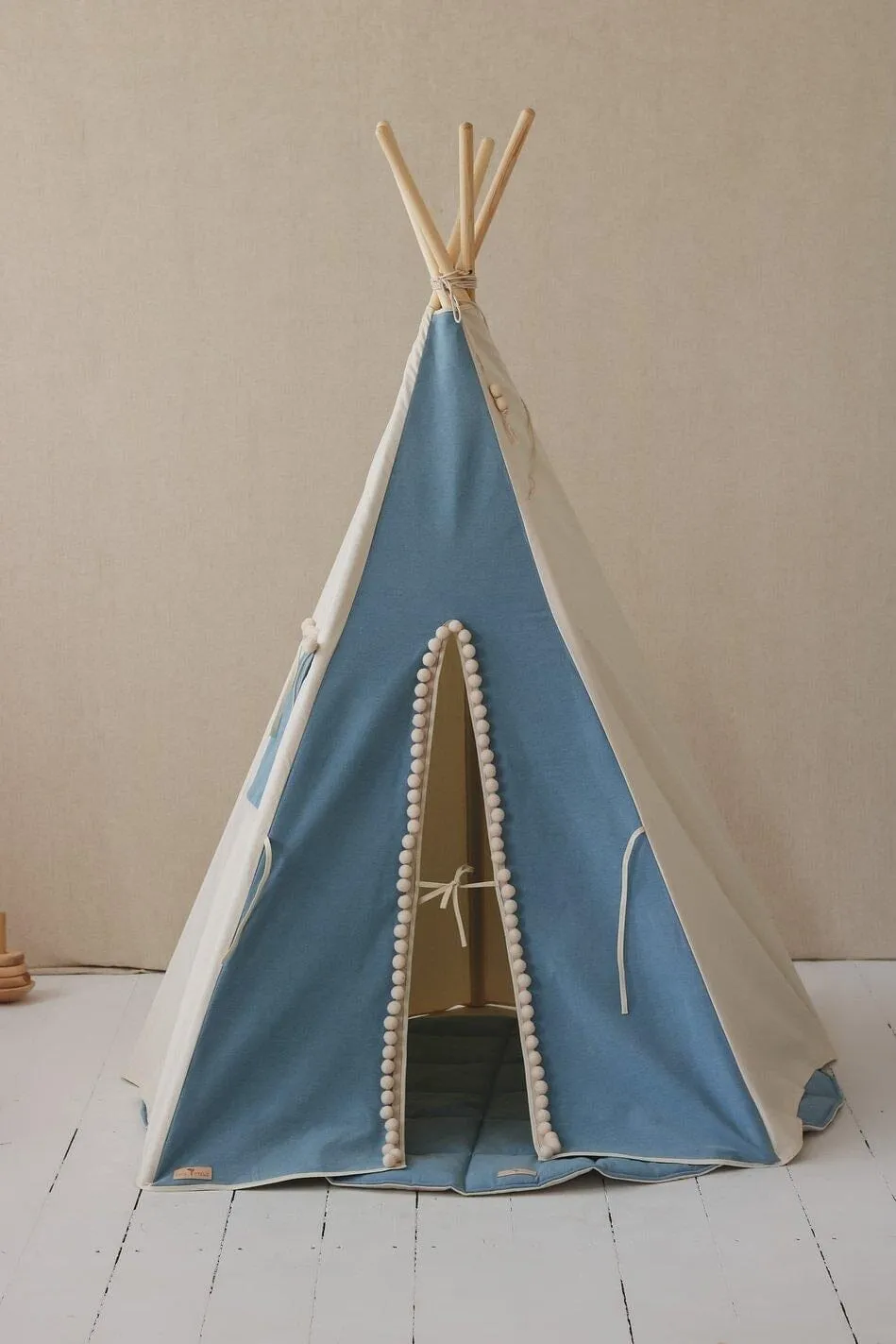 Jeans Teepee Tent with Pompoms