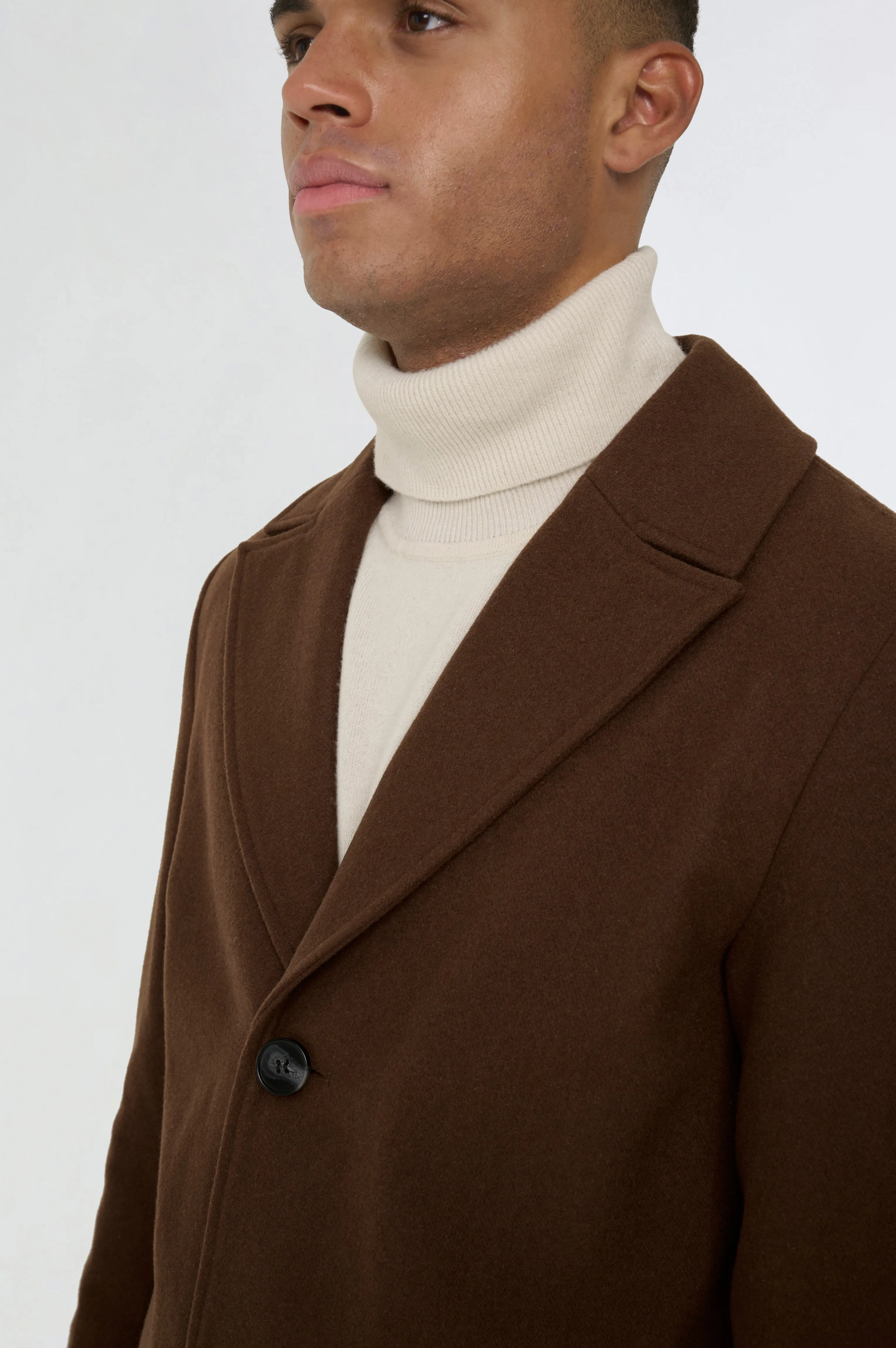 Josh Wool Melton Overcoat in Brown