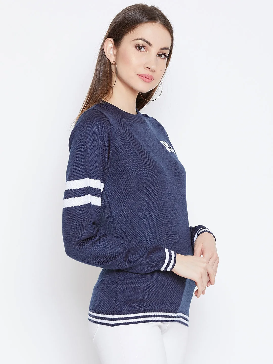 JUMP USA Women Navy Blue Solid Sweaters