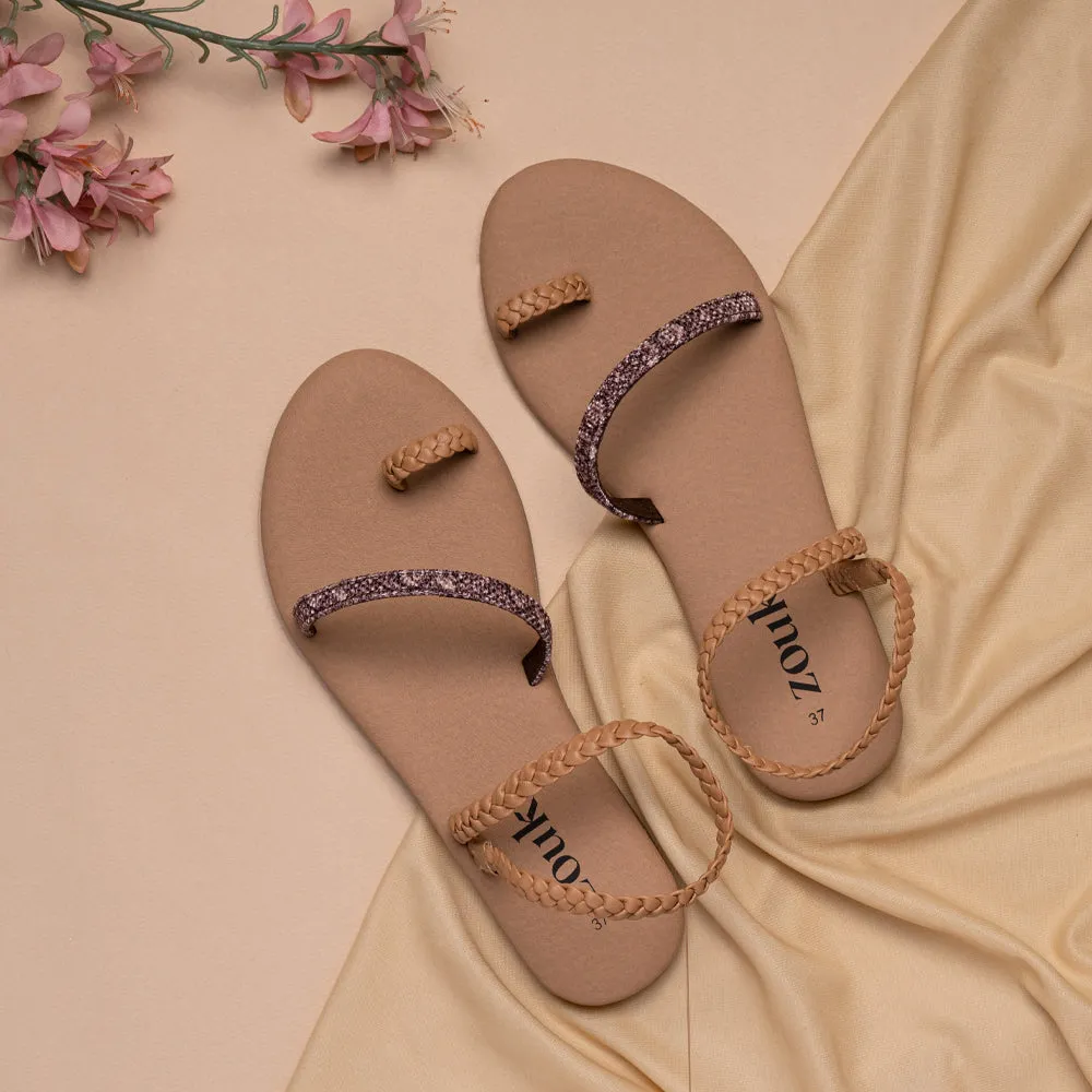 Kashmir Jhallar Tan Braided Sandal