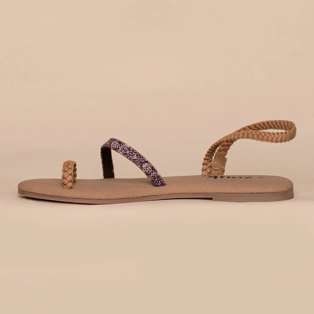 Kashmir Jhallar Tan Braided Sandal