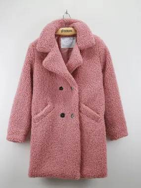 Kids Girl Wool Spread Collar Coat Jacket,Pink