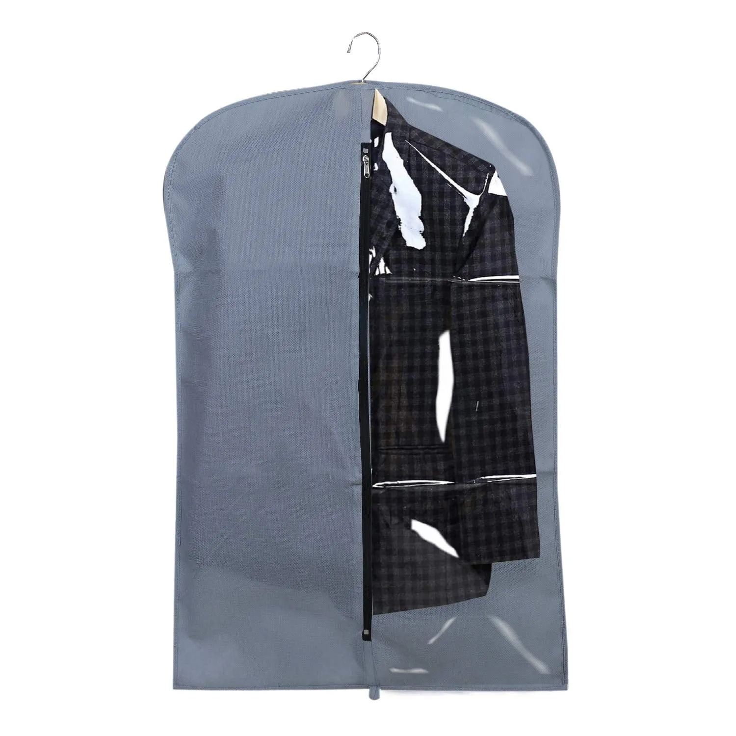 Kuber Industries 4 Pieces Half Transparent Non Woven Men's Coat Blazer Suit Cover (Grey & Black) -CTKTC41511