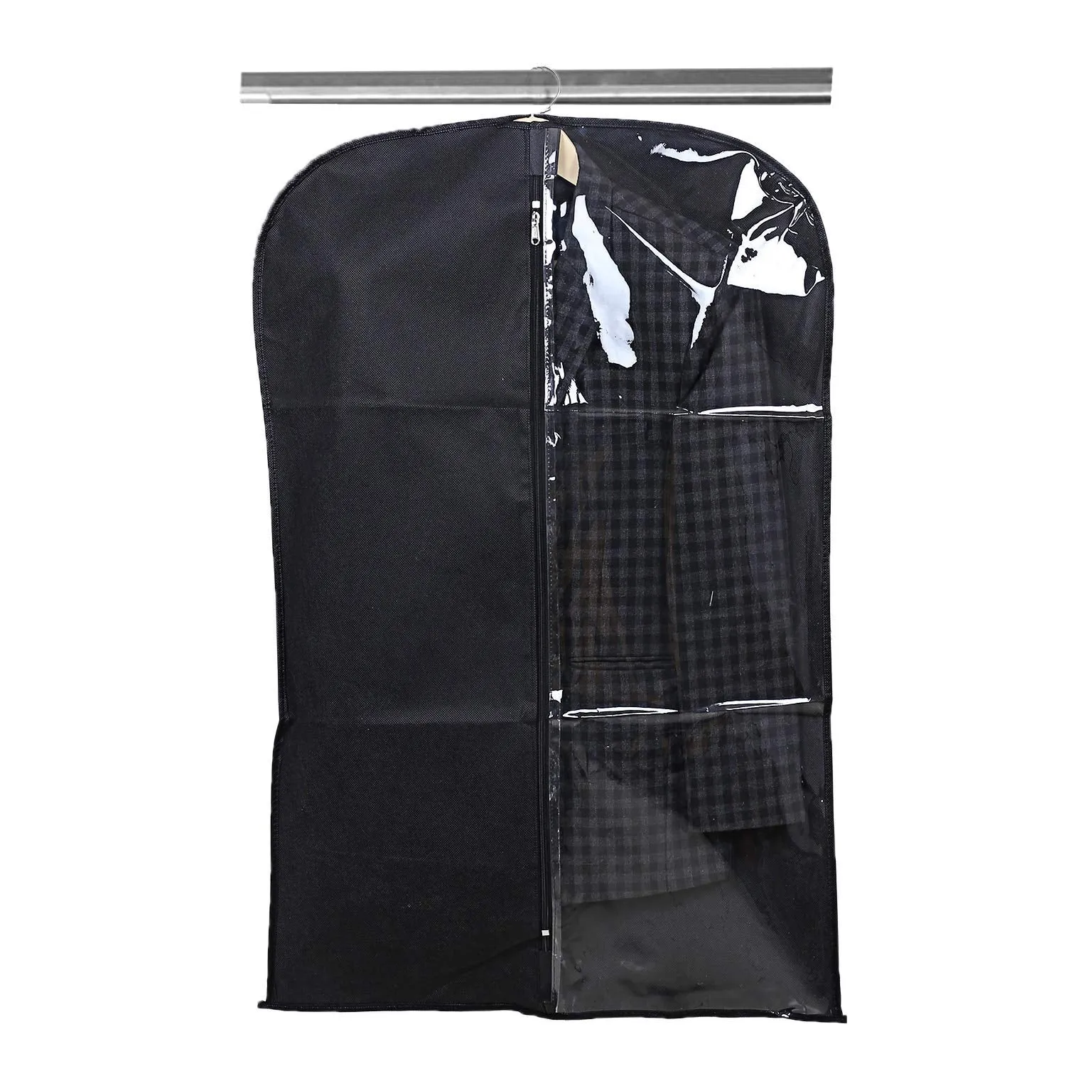 Kuber Industries 4 Pieces Half Transparent Non Woven Men's Coat Blazer Suit Cover (Grey & Black) -CTKTC41511