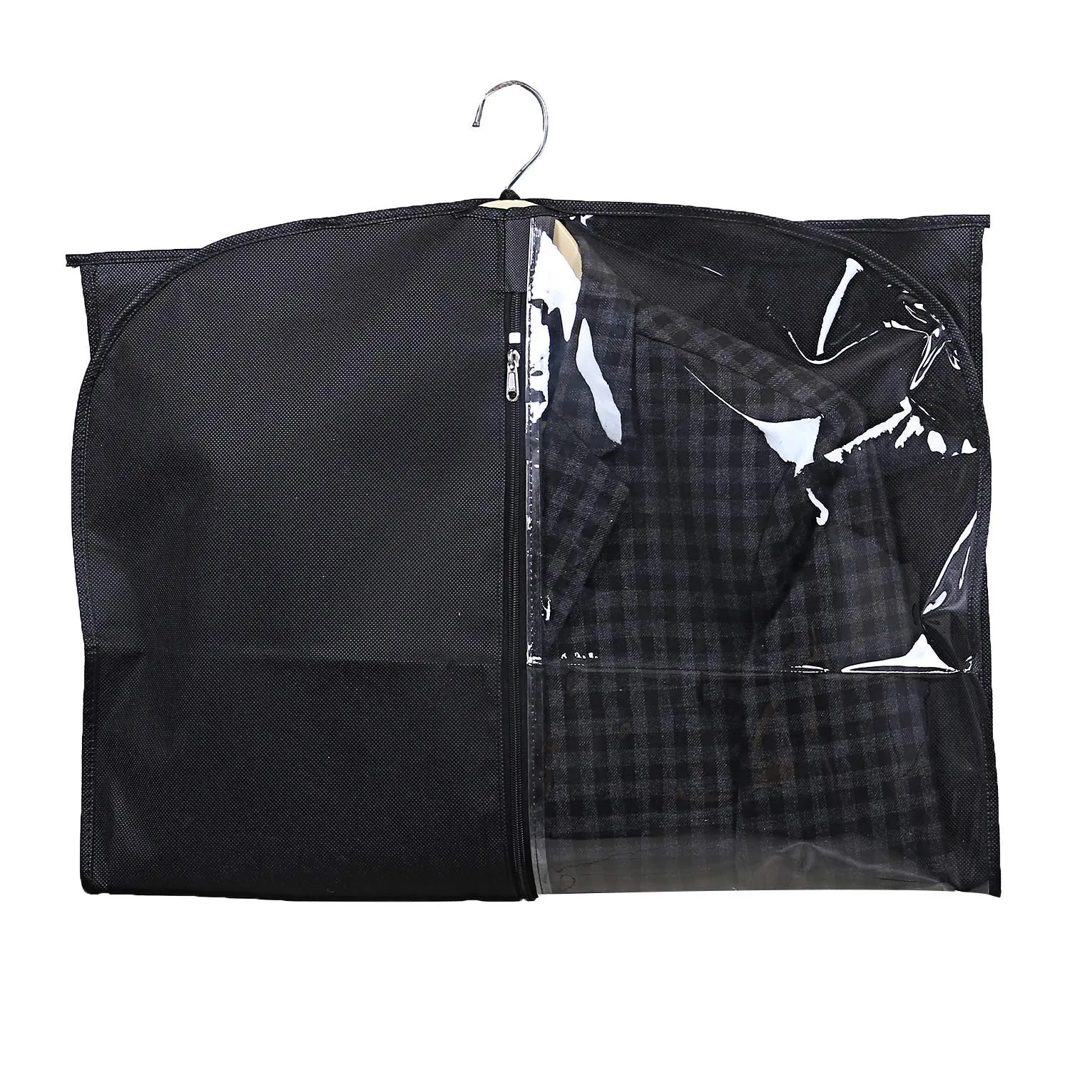 Kuber Industries 9 Pieces Half Transparent Non Woven Men's Coat Blazer Suit Cover (Black) -CTKTC41355