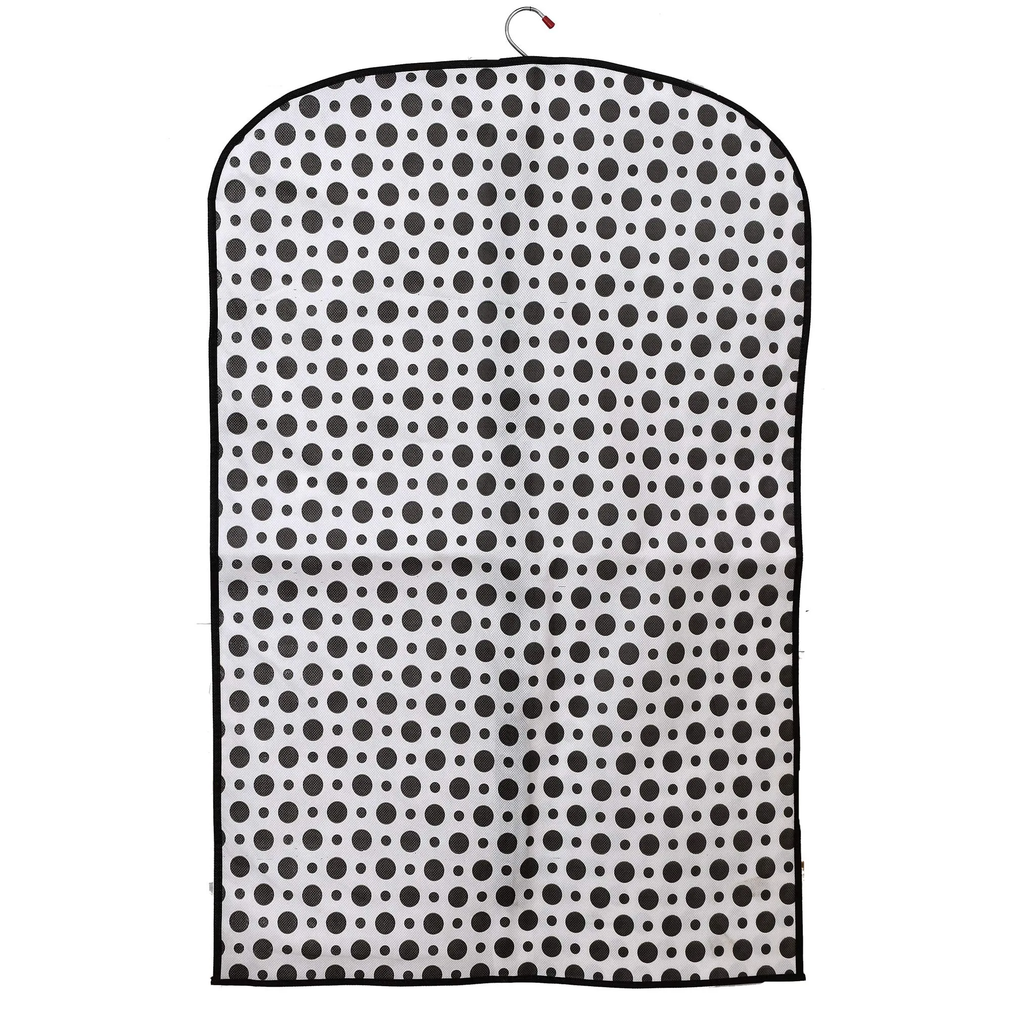 Kuber Industries Polka Dots Printed 4 Pieces Half Transparent Non Woven Men's Coat Blazer Cover (Black & White)-KUBMART885