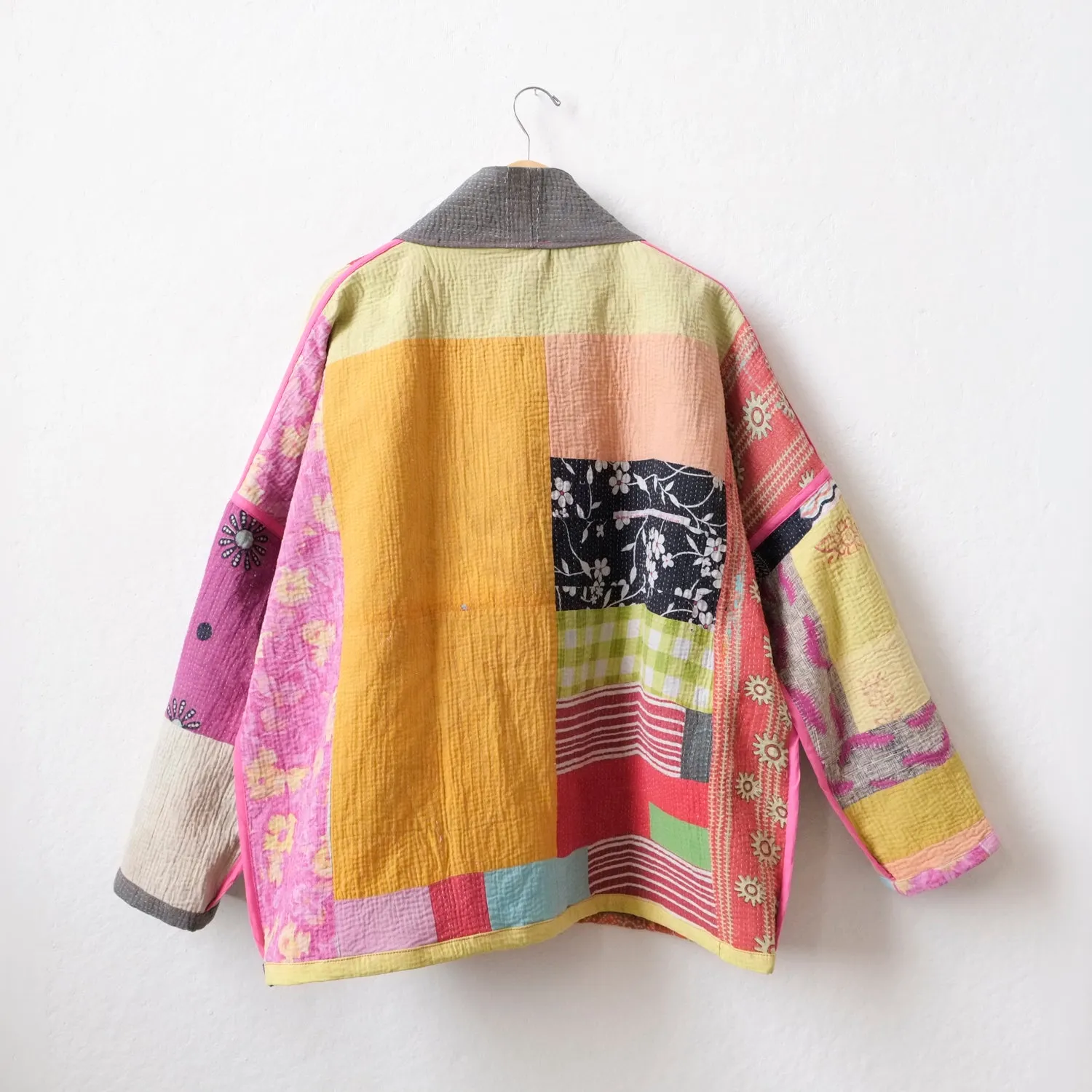 L Grey with patchwork Anoushka Jacket LM084