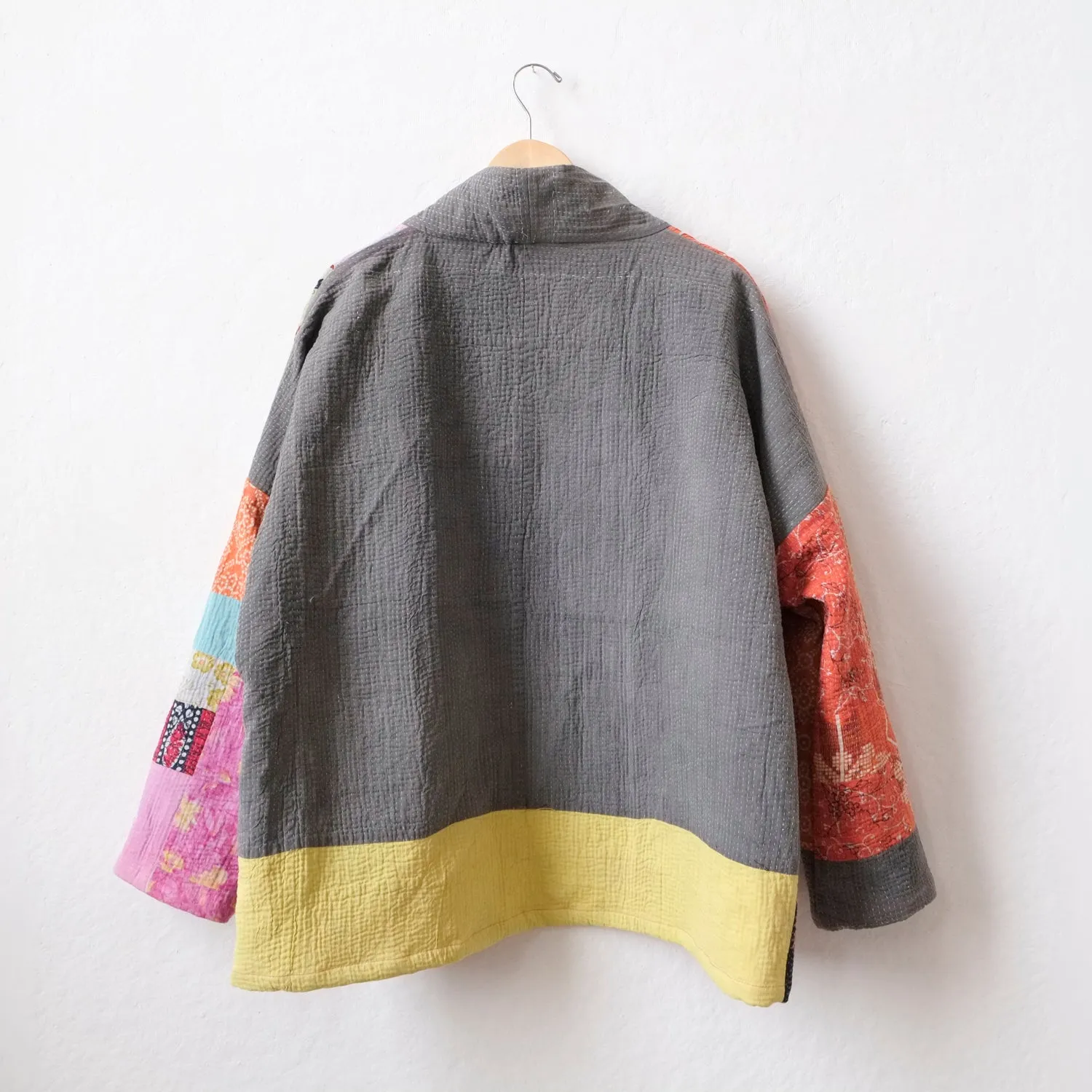 L Grey with patchwork Anoushka Jacket LM084