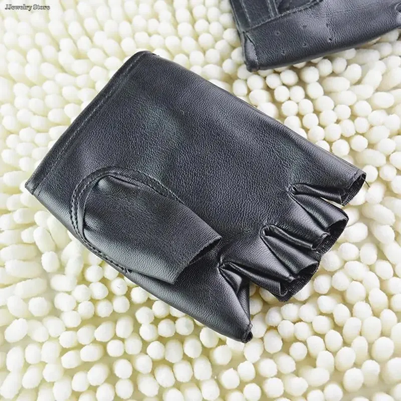 Leather Gloves Black Fingerless Driving Fashion Men Women Half Finger Gloves New