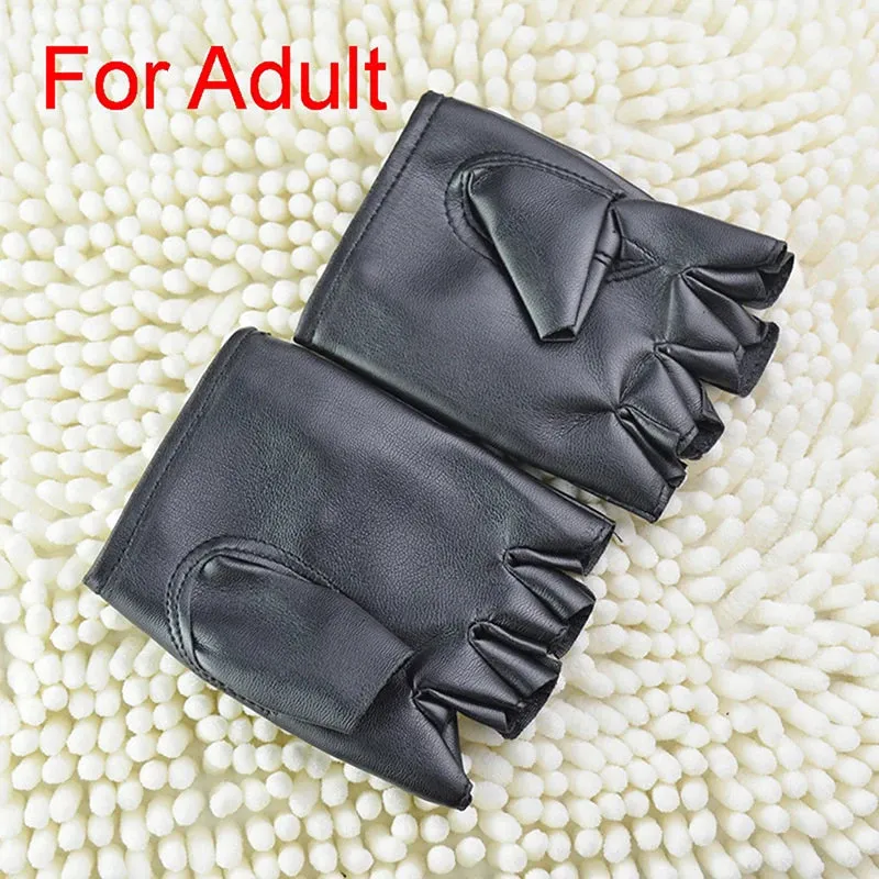 Leather Gloves Black Fingerless Driving Fashion Men Women Half Finger Gloves New