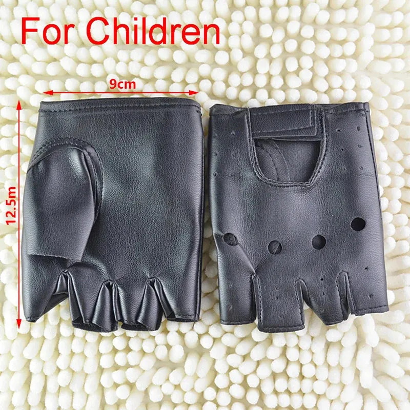 Leather Gloves Black Fingerless Driving Fashion Men Women Half Finger Gloves New