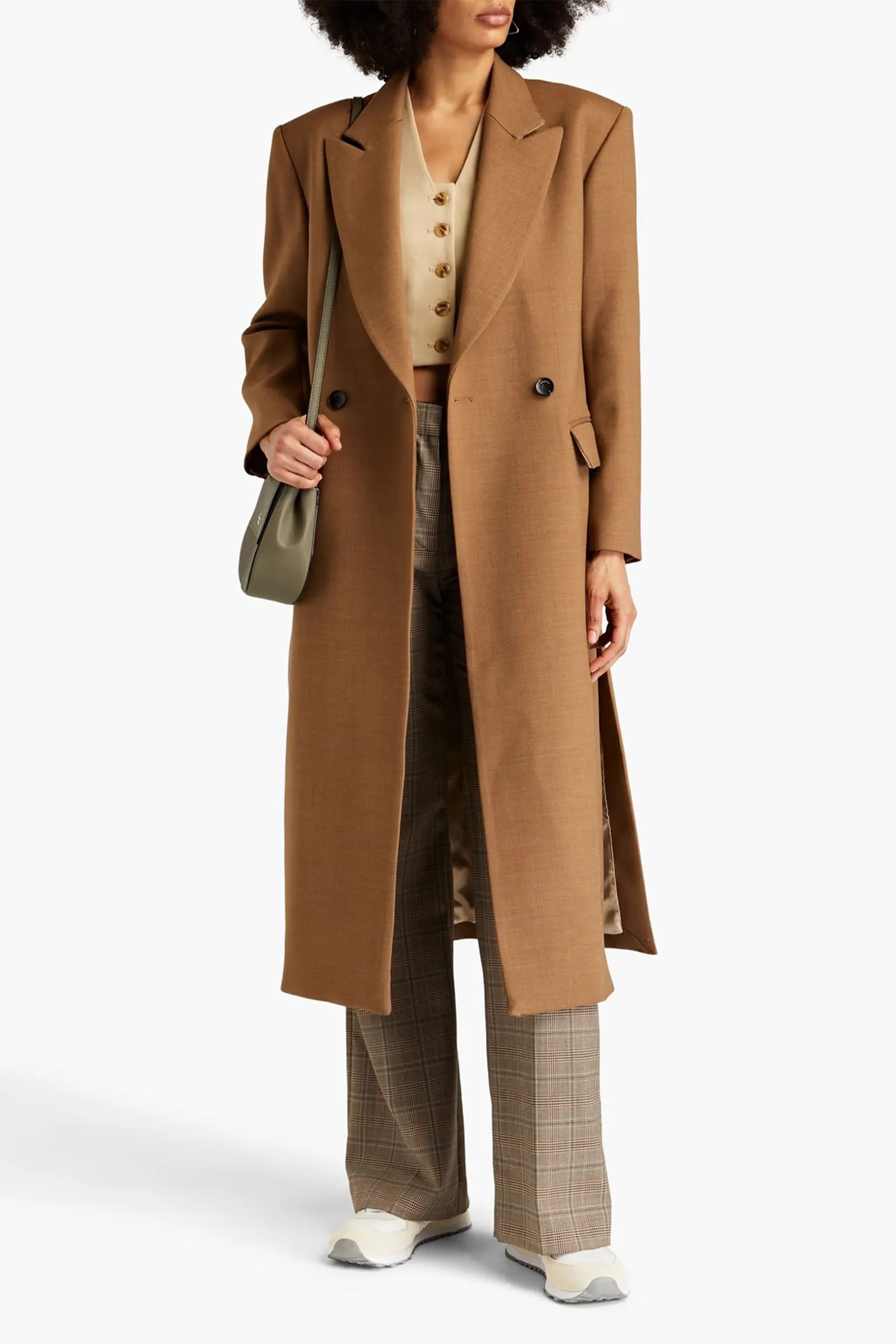 Light Brown Double-breasted Twill Coat