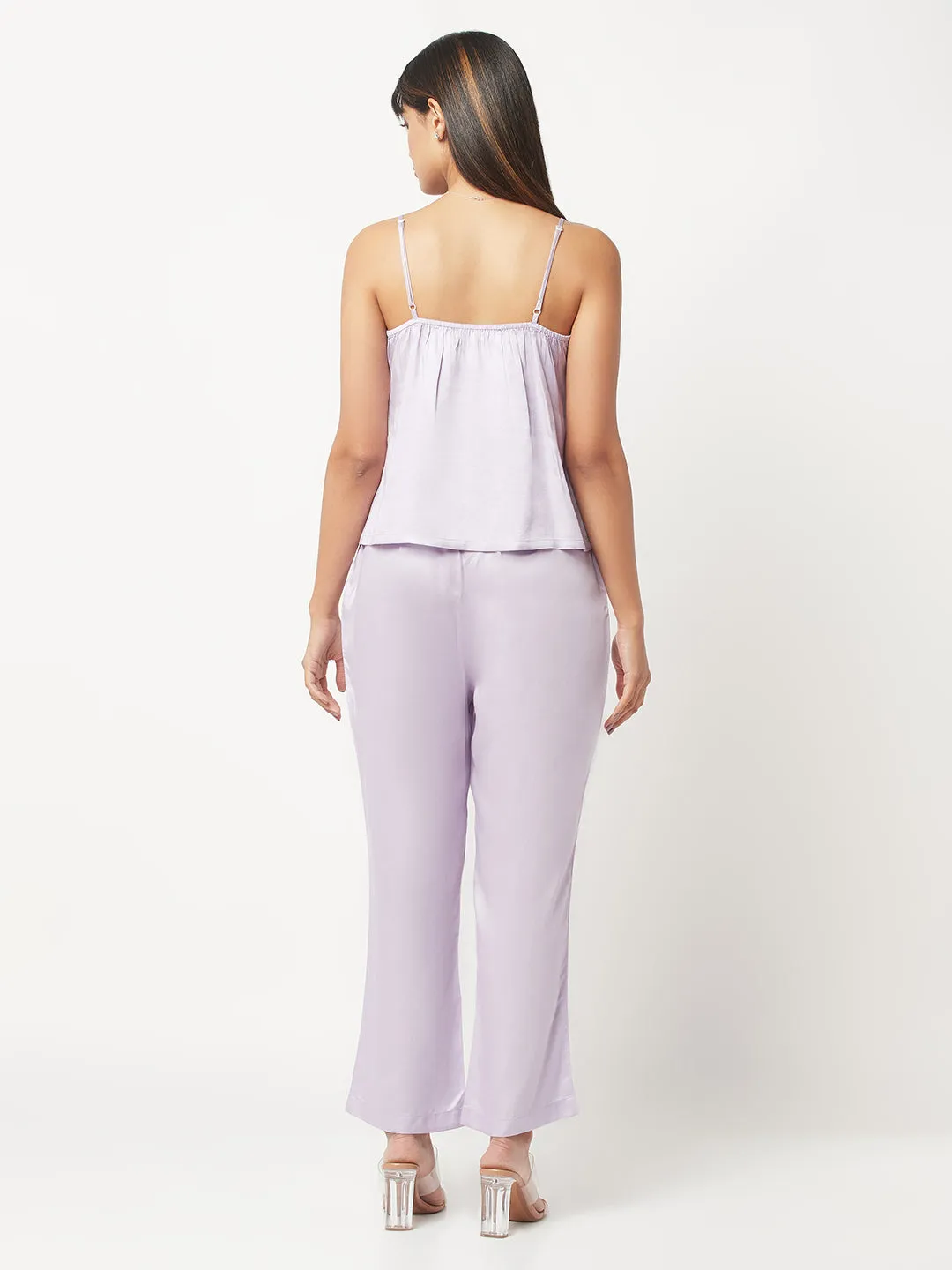 Lilac Satin Lounge Wear Set