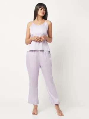 Lilac Satin Lounge Wear Set