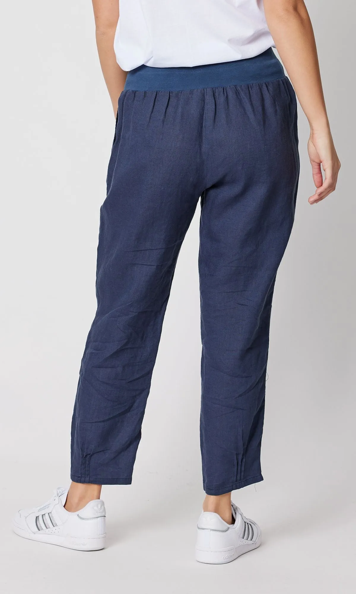 Linen Pant Jersey Waist Marine