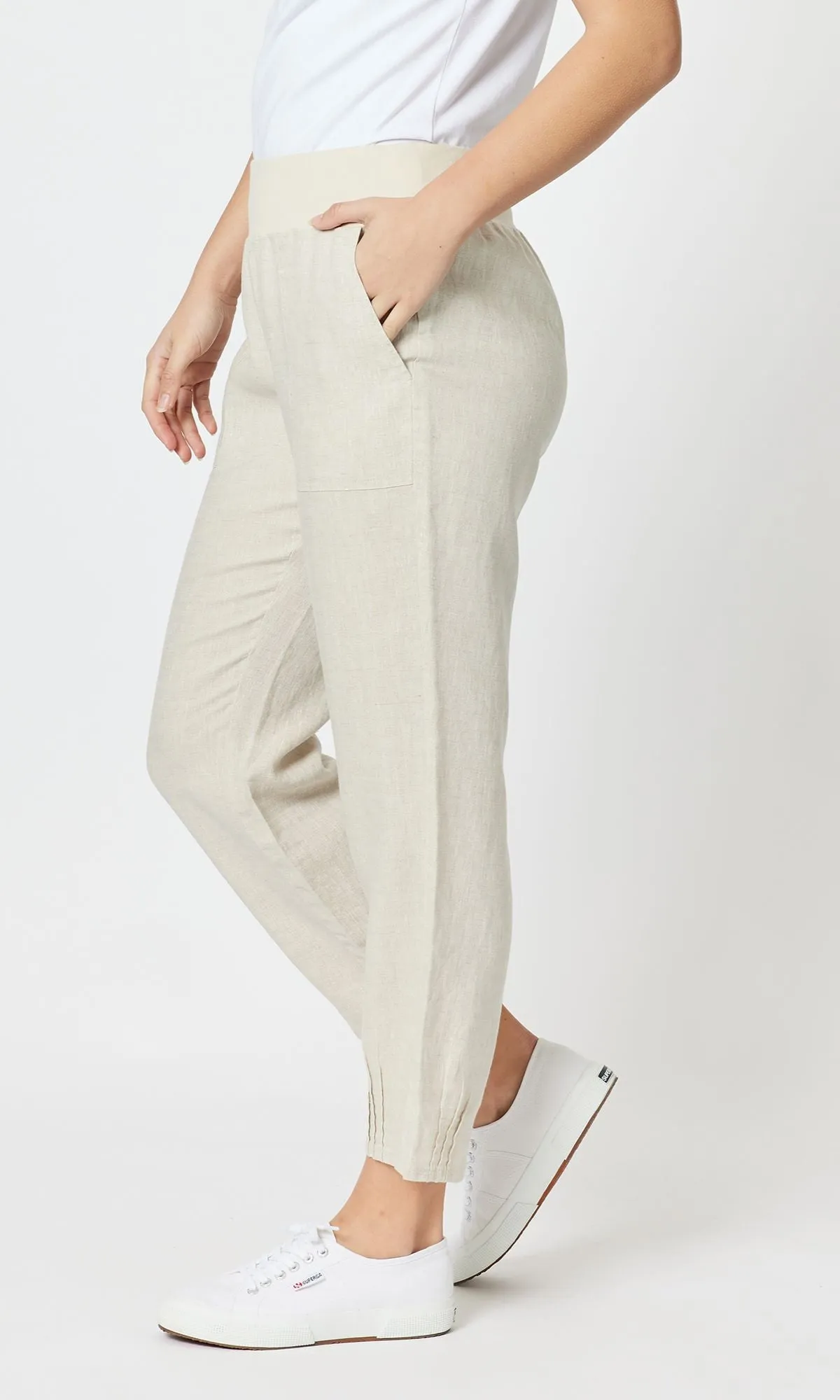 Linen Pant Jersey Waist Natural