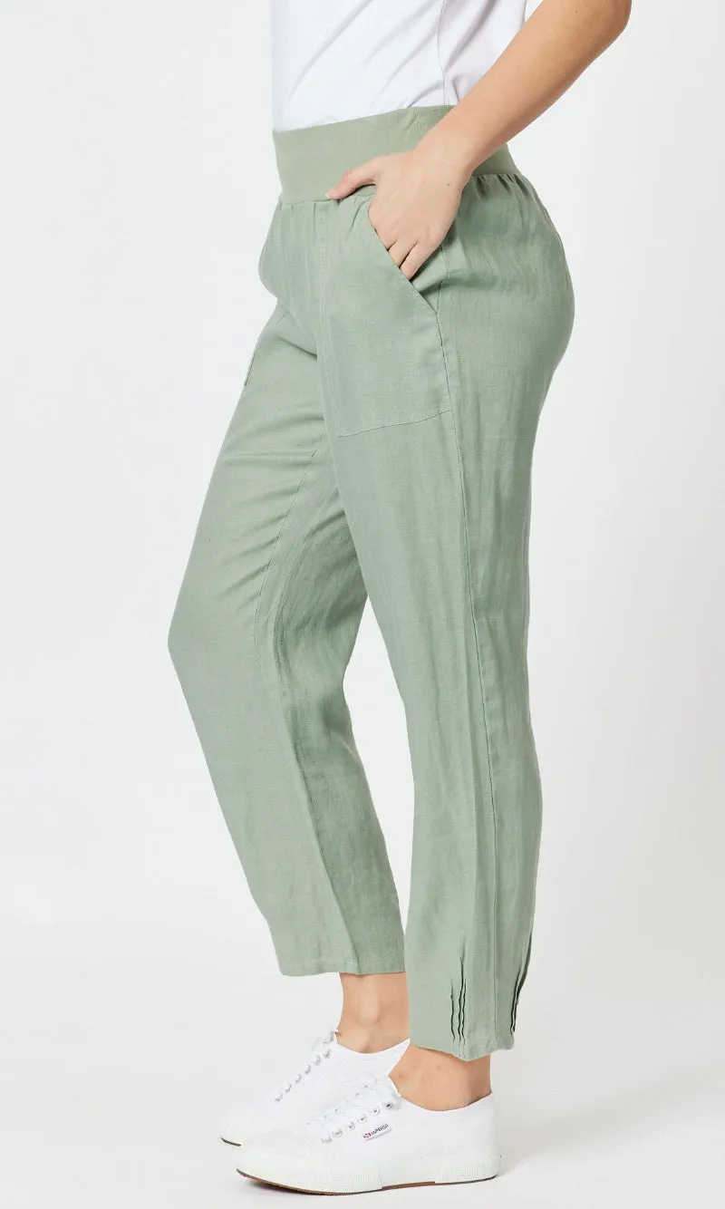 Linen Pant Jersey Waist Thyme