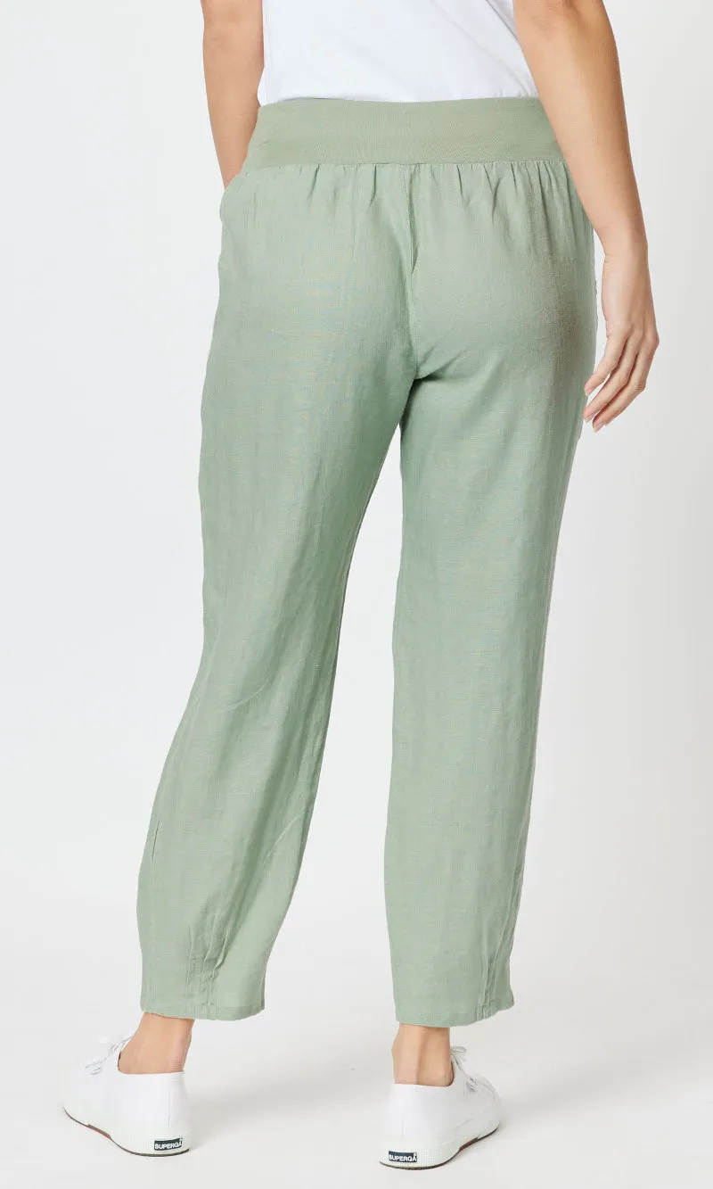 Linen Pant Jersey Waist Thyme